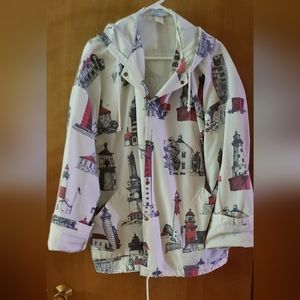 Michigan Rag Company XL Jacket.  White with lighthouses
